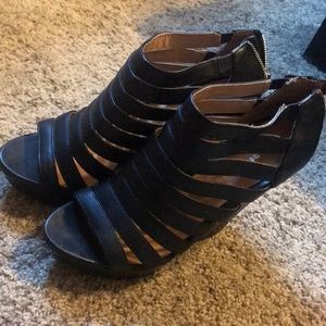 Black Wedge Sandals